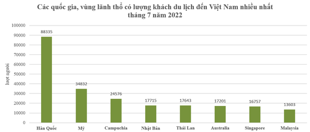 Khách quốc tế đến Việt Nam 7 tháng đầu năm tăng 10 lần so với cùng kỳ, dòng khách từ đâu đổ về nhiều nhất? - Ảnh 1.