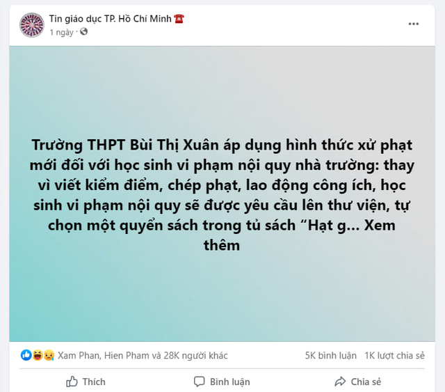 1 trường THPT có hình phạt lạ lùng &quot;gây bão&quot;: Không phải kiểm điểm, lao động, mà &quot;được lên đọc sách hạt giống hâm hồn và viết cảm nhận cho... thấm - Ảnh 1.